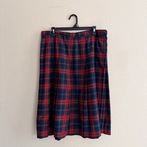 L.L. Bean Vintage Wool Pleated Tartan Midi Skirt